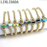 Copper Beads Bangle Lampwork Eyes Bracelet Retro Jewelry Women Adjustable