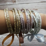 5Pcs/Set Multicolor Glitter Gravel Silicone Bracelets for Women
