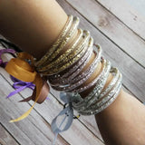 5Pcs/Set Multicolor Glitter Gravel Silicone Bracelets for Women