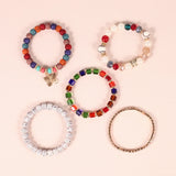 Boho Beaded Bracelet Set Butterfly Pendant Wrap Charm Jewelry Gift