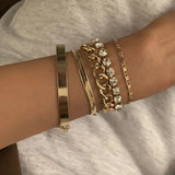 Boho Punk Cuban Chain Bracelet Set Snake Link Charm Bangles Couples Jewelry