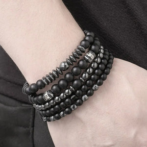 5Pcs/Set Couples Matte Bracelets Natural Stone Multi-layer Beads Charm Bracelets