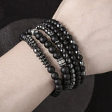 5Pcs/Set Couples Matte Bracelets Natural Stone Multi-layer Beads Charm Bracelets