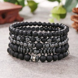 5Pcs/Set Couples Matte Bracelets Natural Stone Multi-layer Beads Charm Bracelets