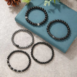 5Pcs/Set Couples Matte Bracelets Natural Stone Multi-layer Beads Charm Bracelets