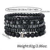 5Pcs/Set Couples Matte Bracelets Natural Stone Multi-layer Beads Charm Bracelets