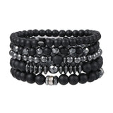 5Pcs/Set Couples Matte Bracelets Natural Stone Multi-layer Beads Charm Bracelets