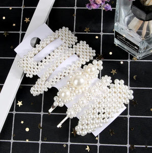 5Pcs/Set Pearl Hair Clip Snap Button Hair Pins for Women