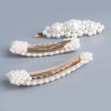 5Pcs/Set Pearl Hair Clip Snap Button Hair Pins for Women