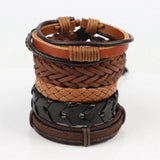 5Pcs Vintage Leather Adjustable Bracelet Mixed Style Jewelry