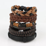 5Pcs Vintage Leather Adjustable Bracelet Mixed Style Jewelry