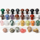 5Pcs/Set Mushroom Stone Carved Quartz Crystal Healing Reiki Craft Home Decor