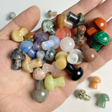 5Pcs/Set Mushroom Stone Carved Quartz Crystal Healing Reiki Craft Home Decor