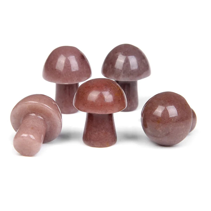 5Pcs/Set Mushroom Stone Carved Quartz Crystal Healing Reiki Craft Home Decor