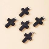 5Pcs Set Natural Rose Quartz Cross Pendant Gemstone Charms for Jewelry Making