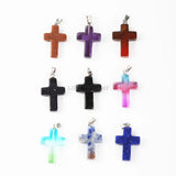 5Pcs Set Natural Rose Quartz Cross Pendant Gemstone Charms for Jewelry Making