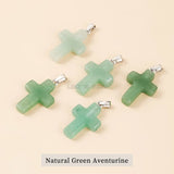 5Pcs Set Natural Rose Quartz Cross Pendant Gemstone Charms for Jewelry Making