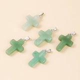 5Pcs Set Natural Rose Quartz Cross Pendant Gemstone Charms for Jewelry Making