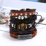 5Pcs Retro Braided Cowhide Bracelet Set