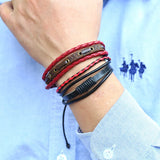 5Pcs/Set Retro Braided Cowhide Bracelet