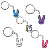 5Pcs Latin Singer Bad Bunny Rapper Heart PVC Keychain Pendant Bag Keyring