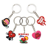 5Pcs Latin Singer Bad Bunny Rapper Heart PVC Keychain Pendant Bag Keyring