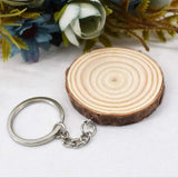 5Pcs Unfinished Wood Slices Keychain Blank DIY Vint