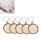 5Pcs Unfinished Wood Slices Keychain Blank DIY Vint