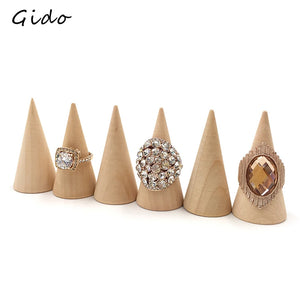 5Pcs/Set Wooden Cone Ring Holder Jewelry Display