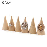 5Pcs/Set Wooden Cone Ring Holder Jewelry Display