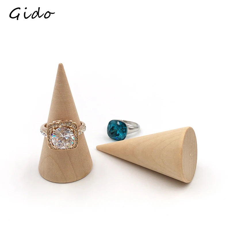 5Pcs/Set Wooden Cone Ring Holder Jewelry Display