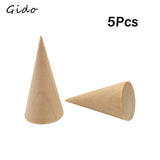 5Pcs/Set Wooden Cone Ring Holder Jewelry Display