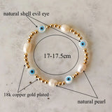 5Pcs Shell Evil Eye Bracelet Natural Pearl Elastic Bracelets