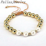5Pcs Shell Pearl Bracelet Plated Beaded Pearls Braided Jewellery