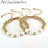 5Pcs Shell Pearl Bracelet Plated Beaded Pearls Braided Jewellery