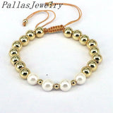 5Pcs Shell Pearl Bracelet Plated Beaded Pearls Braided Jewellery