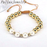 5Pcs Shell Pearl Bracelet Plated Beaded Pearls Braided Jewellery