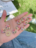 Shiny Rainbow CZ Circle Pendant Necklace