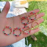 Shiny Rainbow CZ Circle Pendant Necklace