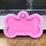 5Pcs Silicone Bone Pendant Resin Mold DIY Dog Tag Keychain Casting Tool