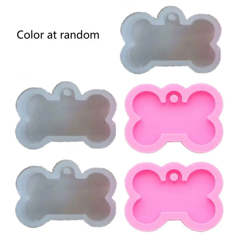 5Pcs Silicone Bone Pendant Resin Mold DIY Dog Tag Keychain Casting Tool