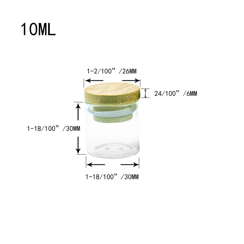 5Pcs Small Glass Bottles Bamboo Lid Mini Jars Holiday Wedding Jewellery