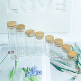 5Pcs Small Glass Bottles Bamboo Lid Mini Jars Holiday Wedding Jewellery
