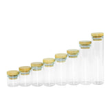 5Pcs Small Glass Bottles Bamboo Lid Mini Jars Holiday Wedding Jewellery
