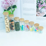 5Pcs Small Glass Bottles Bamboo Lid Mini Jars Holiday Wedding Jewellery