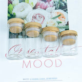 5Pcs Small Glass Bottles Bamboo Lid Mini Jars Holiday Wedding Jewellery