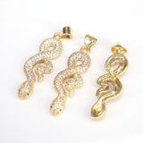 5Pcs CZ Micro Pave Snake Charm Pendant Animal Jewelry