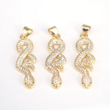 5Pcs CZ Micro Pave Snake Charm Pendant Animal Jewelry