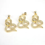 5Pcs CZ Micro Pave Snake Charm Pendant Animal Jewelry