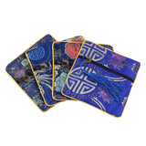 5Pcs Square Silk Jewelry Pouch Zipper Coins Tassel Party Favor Bag